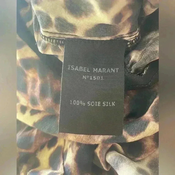 Isabel Marant Silk Tank Mini Dress Leopard Print Ruched Jafney 1 XS S Brown Slip - Picture 14 of 14